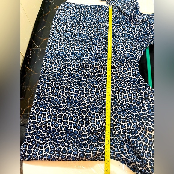 Michael Kors Blue Animal Leopard Print 3/4 Sleeves Layered Blouse Top-Size 2X - Picture 4 of 7